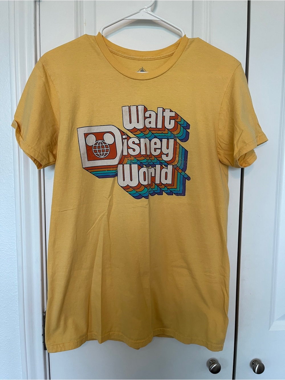 Disney Yellow Walt Disney World Retro Logo Short Sleeve Tee